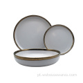 Estilo europeu Luxo Gold Gold Rim Design Ceramic Dinnerware